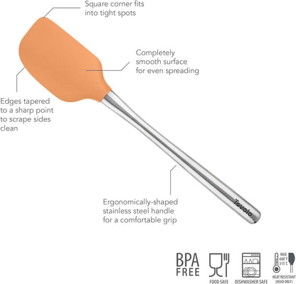 Tovolo Flex Core Silicone Spatula Spoonula Set of 2 for Non Stick Cast Iron Cooking & Baking, Dishwasher Safe Heat Resistant BPA Free Long Stainless Steel Handle Kitchen Utensil, Charcoal Gray