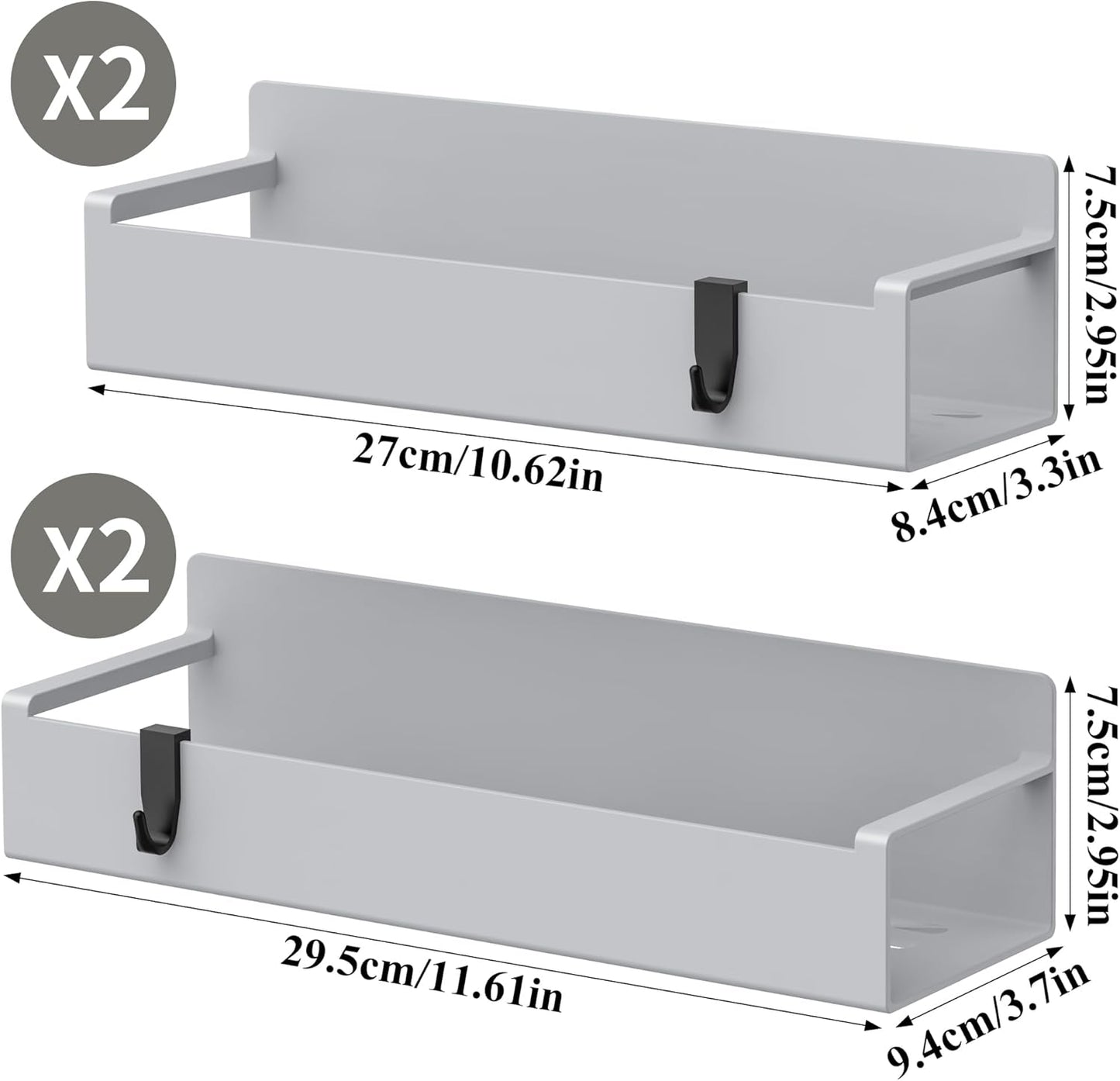 HuggieGems 4 Pack Magnetic Spice Rack Organizer for Refrigerator and Oven, Black Fridge Organizers and Storage for Kitchen