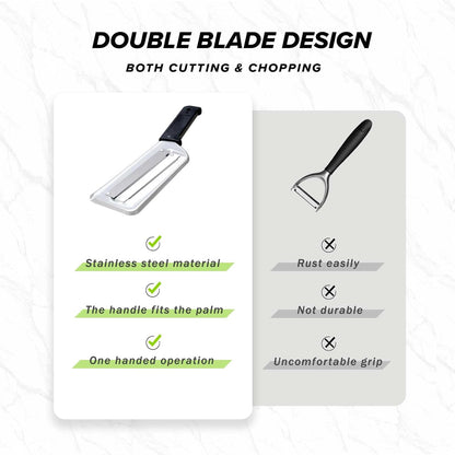 LZMS 3Pcs Stainless Steel Dual Blade Julienne Cutter with Ergonomic Handle,Multifunctional Rust-resistant Kitchen Tool,Shredder Knife for Cabbage&Carrot&Potato&Fish (Beige, yellow and green)