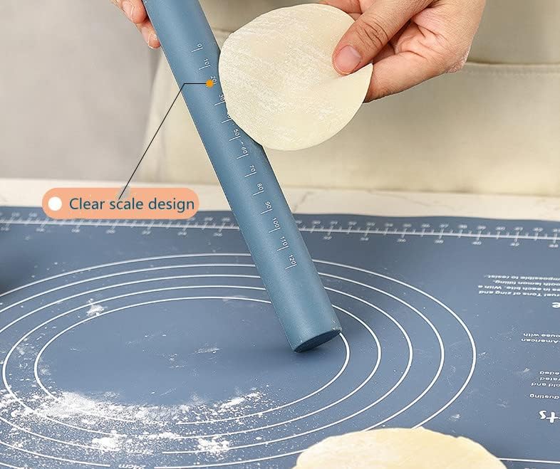 Small stainless Steel Inner Core Silicone Rolling Pin Non-stick Dough Roller (Green)