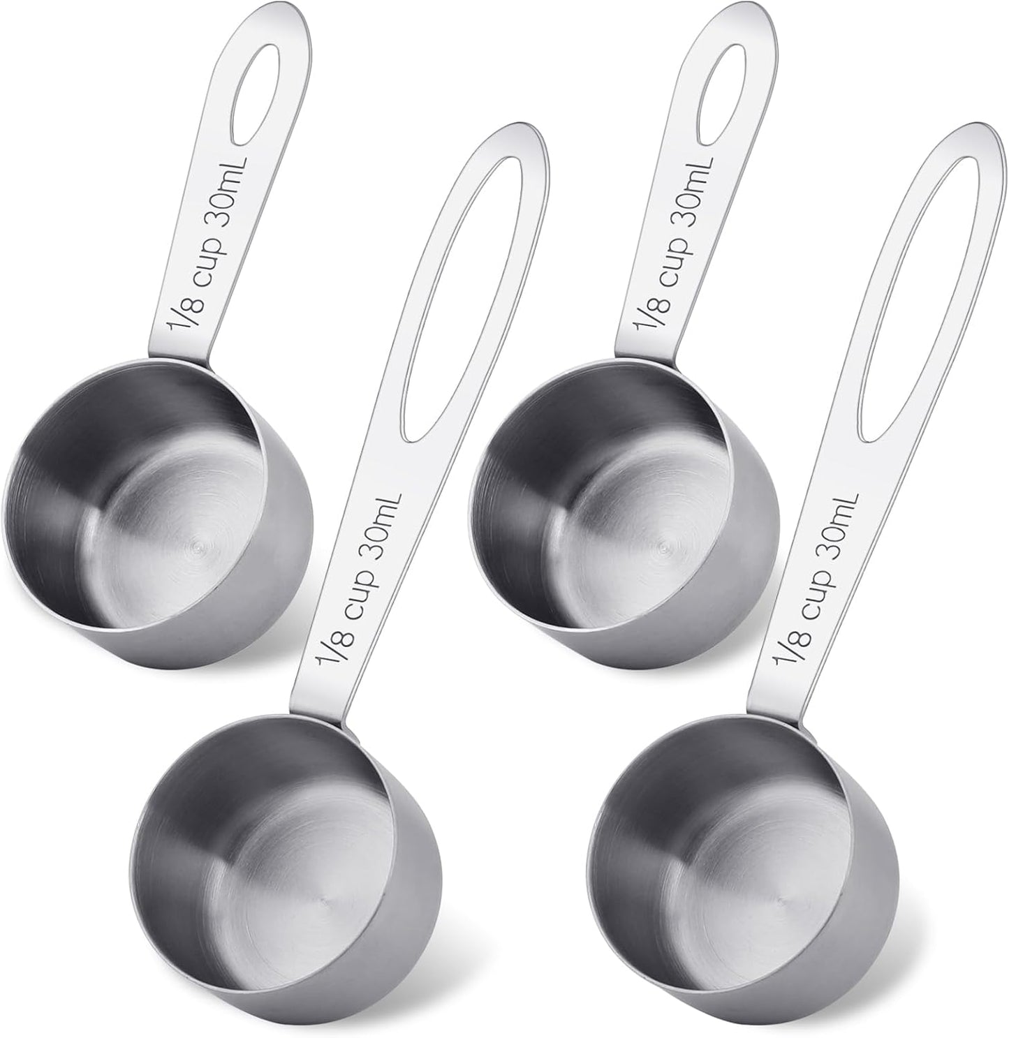2Pcs 1/8 Cup Measuring Cup, 30ml Scoop, Stainless Steel Measuring Cups, Coffee Scoops, Measuring Scoops Tablespoon Measure Spoon, Long Handle Cooking Measuring Scoop(30ML)