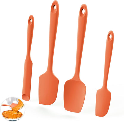 U-Taste 600ºF Heat Resistant Silicone Spatulas: Flexible Food-Grade Silicon Baking Scraper, Kitchen Cooking Mixing Utensils with Upgraded Sturdy Handle Tip for Nonstick Cookware (4-Pc., Midnight Blue)