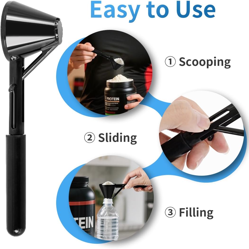 Measuring Scoop with Funnel for Filling Water Bottles with Protein Powder Milk Powder Filling Resuable K Cup Coffee Capsule with Coffee Grounds