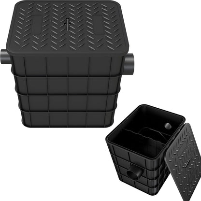 Grease Trap Commercial, Lightweight PE Plastic Grease Interceptor Trap Side Inlet Waste Oil Water Separator for Kitchen Sink Restaurant Wastewater Easy Install (Round-315-110-110)