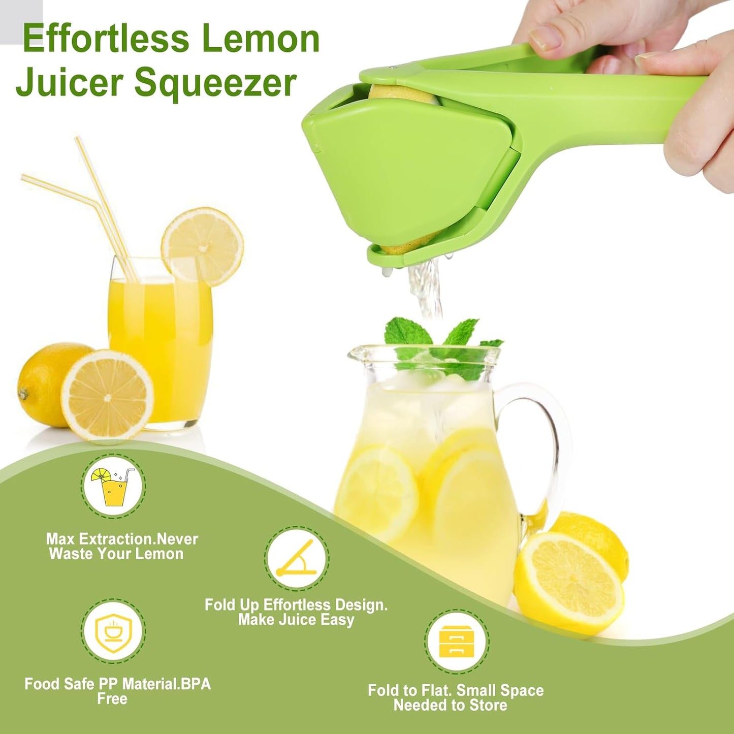 Lemon Squeezer, Effortless Manual Flat Lime Juicer Squeezer, Hand Citrus Press, Folds Design For Saving Space Storage, Easy to Make Juice From Lemon, Lime, Cirtus, Orange, Fruits