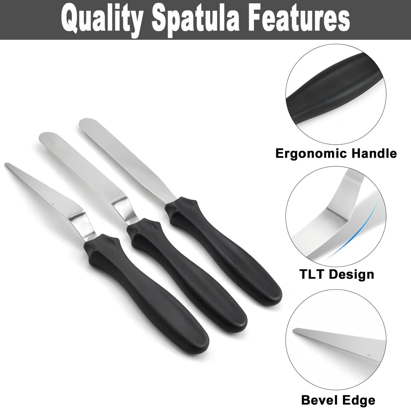 6" Small Angled Icing Spatula, Professional Food Grade Stainless Steel Cake Spatula with Sturdy & Durable Handle, Ideal for Frosting & Decorating Cakes, Baking