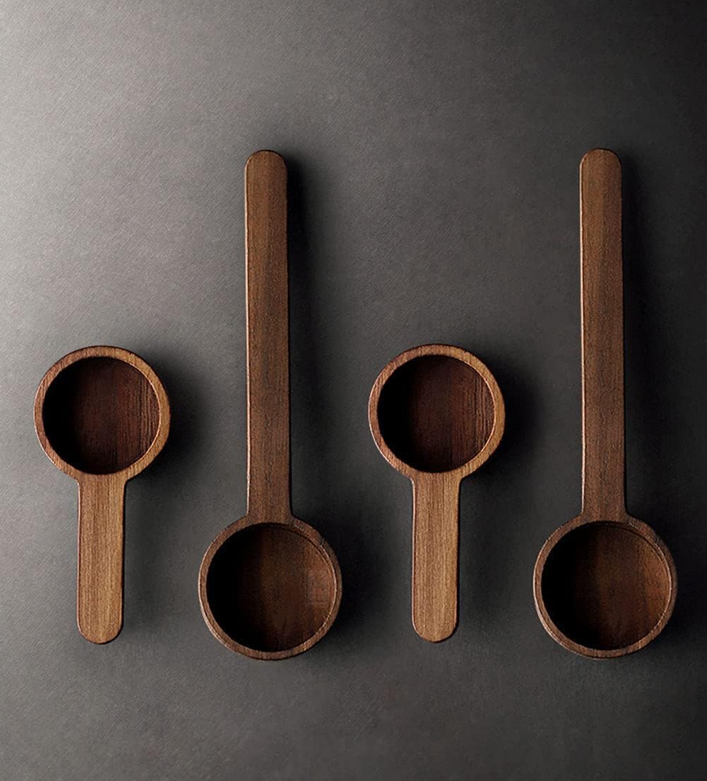 Coffee Spoons, ablespoon Scoop, Coffee Ground Spoon, Measuring for Ground Beans or tea, Soup Cooking Mixing Stirrer Kitchen Tools Utensils, 1 Wooden Tea Scoop (Walnut Wooden 3.86 in）