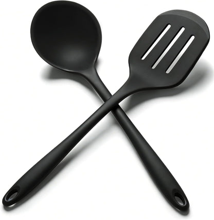 2 Piece Silicone Pancake Spatula Turner, 600°F Heat Resistant Cooking Spatulas for Nonstick Cookware, Large Kitchen Utensils BPA Free Spatula Set for Egg, Pancake, Burger