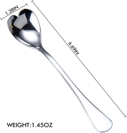 Mini Coffee Spoons, heart shaped, 4.9-inch18/10 Stainless Steel Spoon Set, set of 6