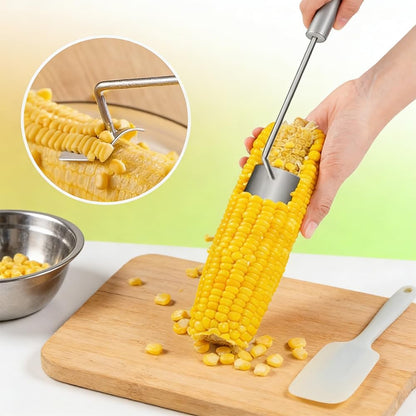 Corn Peeler for Corn on The Cob: Stainless Steel Corns Stripper Tool with Long Handle - Quick Corns Cutter for Kitchen, BBQ, Salad & Meal Prep (1)