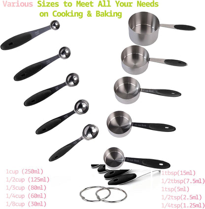 Inmorven 10pcs Measuring Cups and Spoons Set, BPA-Free Plastic Kitchen Baking Tools with Engraved Markings, Stackable Design for Dry & Liquid Ingredients (Pink)
