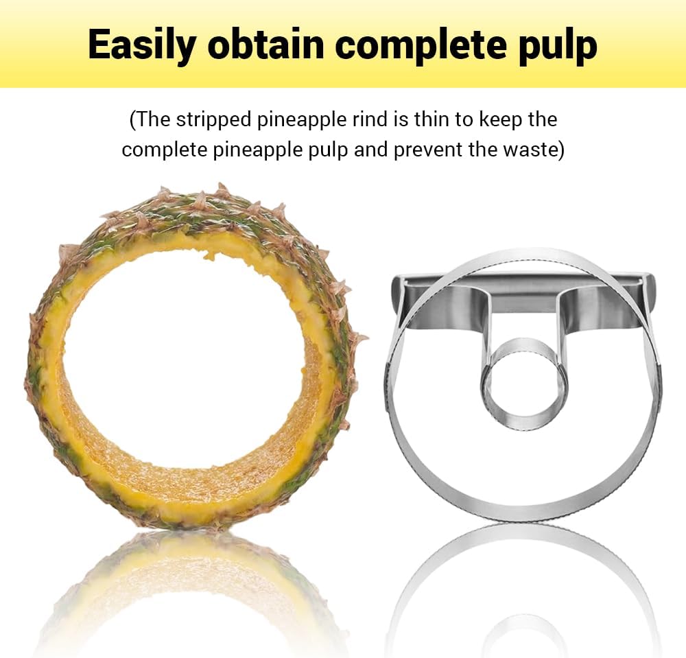 Kitchen Pineapple Peeler Corer, Stainless Steel Cutter Fruit Slicer Core Remover Spiral Easy Tool for Homemade Camp Restaurant Hotel 3inch