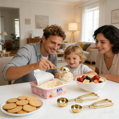 Gold Ice Cream Scoop 304 Stainless Steel Cookie Scoops for Baking Melon Baller with Trigger 3 Sizes (Gold, S)