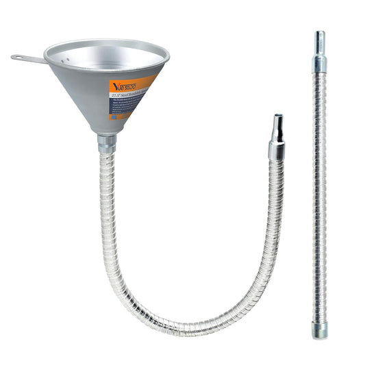 27.56" Steel Bendable Spout Funnel with Filter for All Automotive Oils, Metal Flexible Long Funnels for Automotive Use for Transmission Fluid, Diesel Fuel, and Other Liquids
