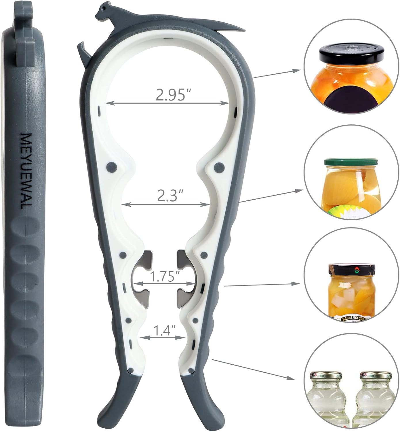 Jar Opener, 5 in 1 Multi Function Can Opener Bottle Opener Kit with Silicone Handle Easy to Use for Children, Elderly and Arthritis Sufferers (Apple Red）