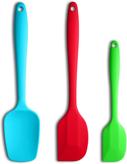 Silicone Spatulas Set Turners Tongs Cooking Utensils Set High Heat Resistant Kitchen Scraper Spatulas for Cooking Mixing Baking BPA Free Dishwasher Safe, Black