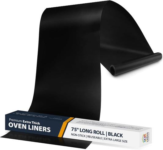 Oven Liners for Bottom of Oven - 2 Pack Large Heavy Duty Mats, 17”x25” Non-Stick Reusable Liner for Electric, Gas, Toaster Ovens, Grills - BPA & PFOA Free Kitchen Accessory to Keep Oven Clean (Black)