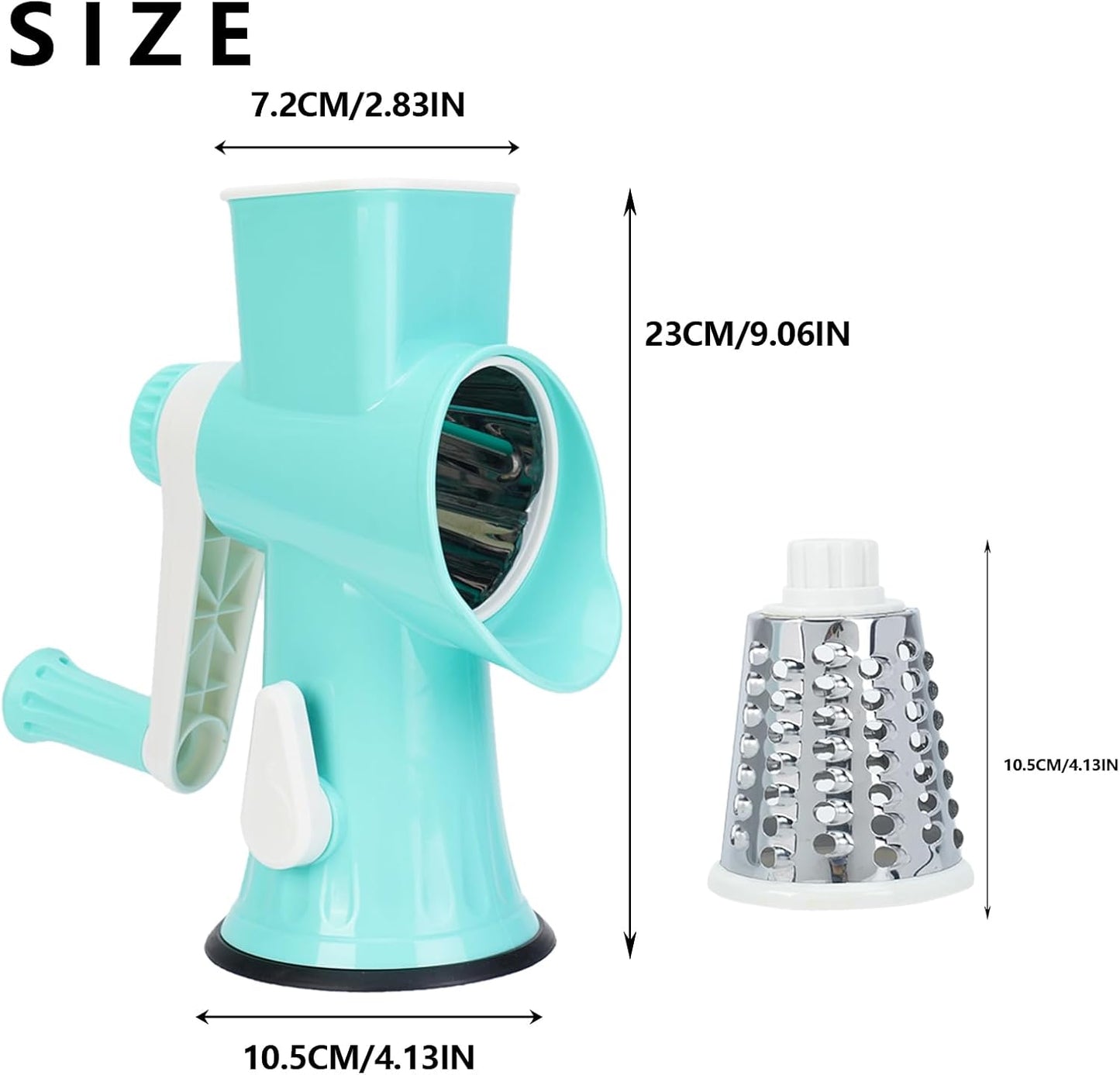 Rotary Cheese Grater with Handle-Versatile Cheese Grater Non-Slip Suction Base,Cheese Shredder & Food Slicer for Cheese,Carrots, Cucumbers,Nuts-Compact & Easy Clean Kitchen Kitchen Tool (blue)