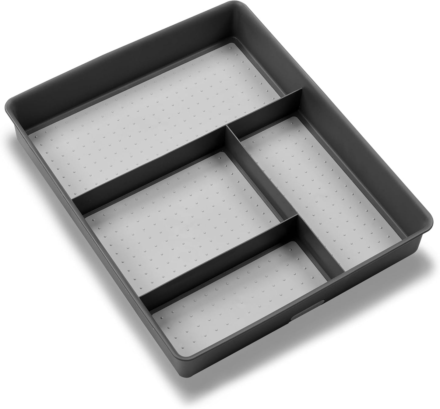 madesmart 4 Compartment Drawer Organizer, Multi Purpose Storage for Utensils, Office Tools, Cords, & Small Household Items, Tech Accessories, Arts & Crafts Supplies, Non Slip Lining, White