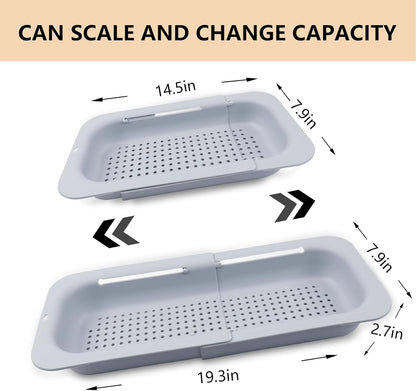 Nice Day Colander Strainer Over The Sink, Collapsible Colander Extendable Plastic Fruit Vegetable Strainer Drainer Basket for Kitchen