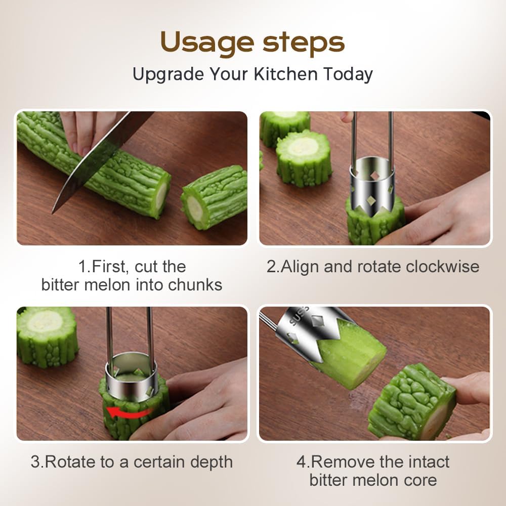 Red Bell Pepper Seed Corer,Fruit and Vegetable Corer,Remove The Pit From Pear,Pineapple and Apple,304 Stainless Steel Quick Corer Remover Tool Kitchen,Reusable,Ergonomic Handle (2pcs)