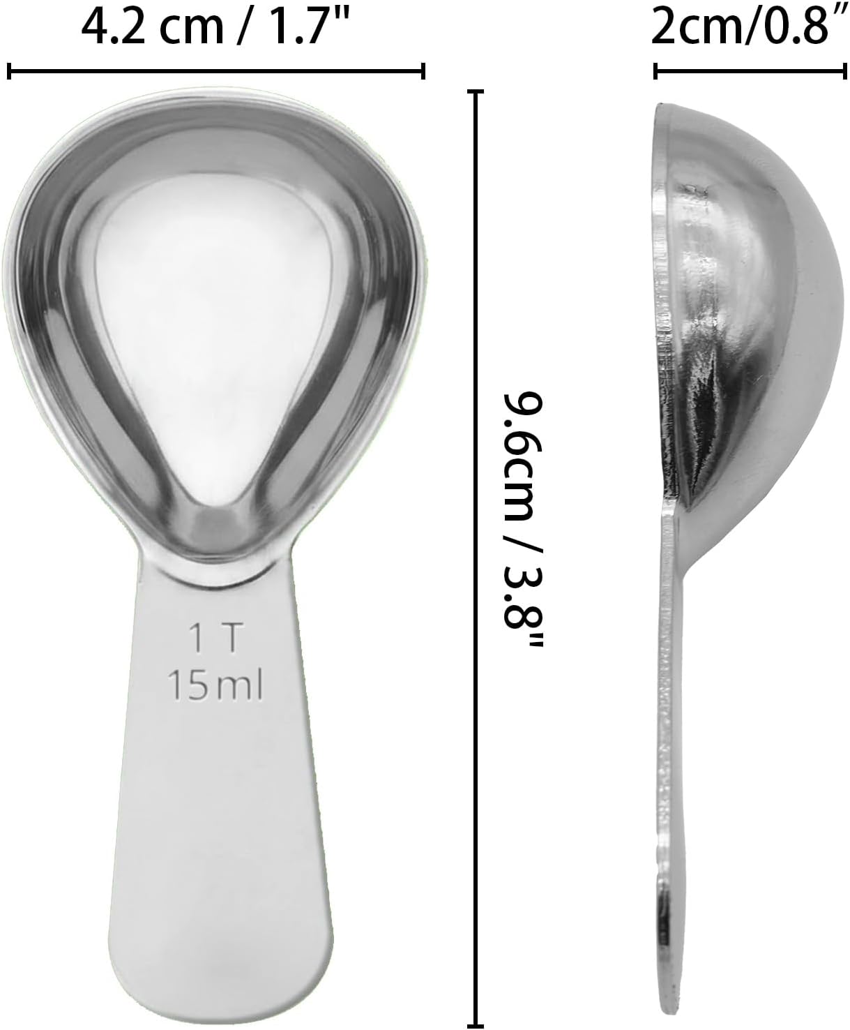 2PCS Coffee Scoop: 1 Tbsp (1/16 Cup / 0.5 Oz / 15Ml) Measuring Spoons Stainless Steel Rose Gold Set for Ground Coffee Protein Powder & Spices Short Handle Fits into Canisters