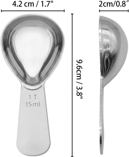 2PCS Coffee Scoop: 1 Tbsp (1/16 Cup / 0.5 Oz / 15Ml) Measuring Spoons Stainless Steel Rose Gold Set for Ground Coffee Protein Powder & Spices Short Handle Fits into Canisters