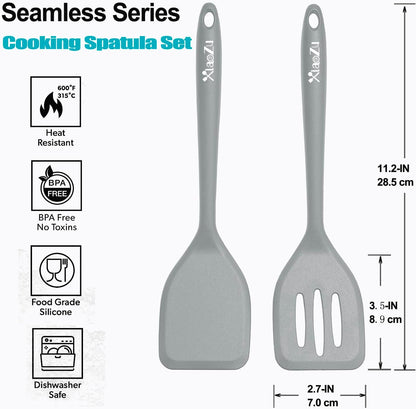 Silicone Spatula Turner Set, High Heat Resistant Spatulas with Seamless One Piece Design, Nonstick Rubber Flippers Utensils for Baking & Cooking,BPA-Free, Starry Blue,11IN