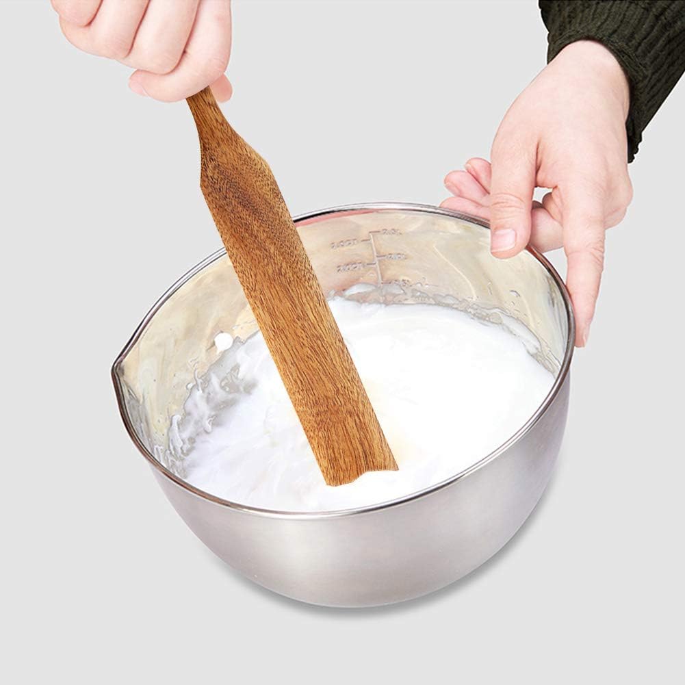 Skinny Spurtle for Sourdough Starter, Mixing,Reaching Bottom of Jars,Dough Whisk,Long Handle Wooden Spatula, Spurtles Kitchen Tools for NonStick Cookware
