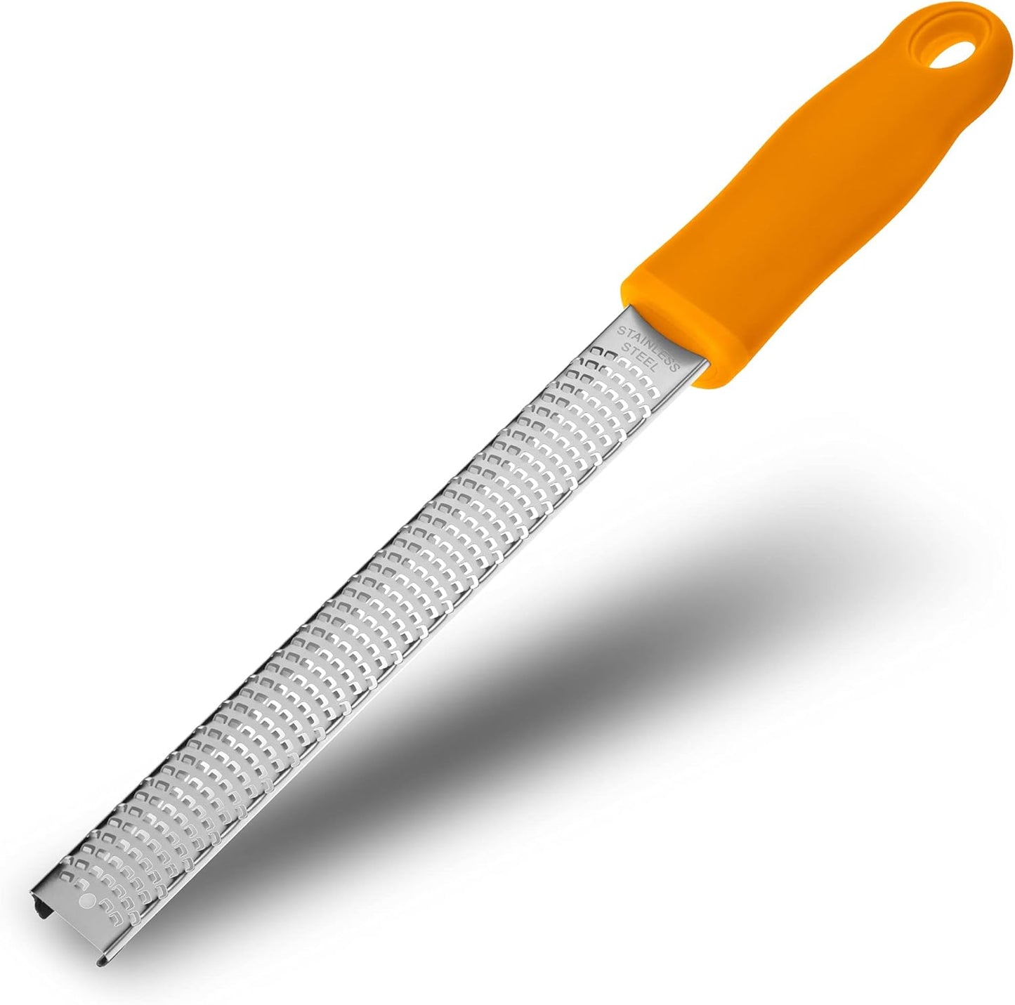 Lemon Zester, Stainless Steel Kitchen Cheese Grater, Plastic Cover Ergonomic Soft Black Handle