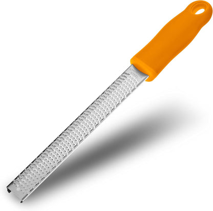 Lemon Zester, Stainless Steel Kitchen Cheese Grater, Plastic Cover Ergonomic Soft Black Handle