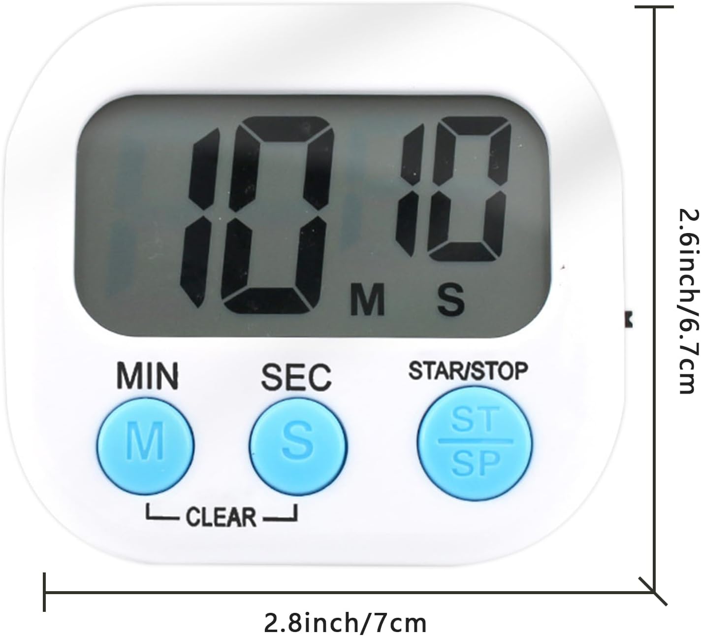 Small Digital Timer for Kitchen Cooking Baking Sports Office Meeting Multi-Function Count Up Countdown Magnetic Backing and ON/Off Switch Desk Electronic Timer (Black)
