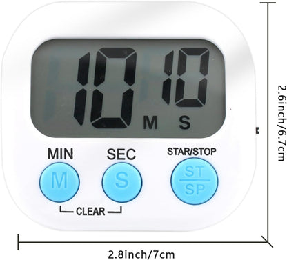 Small Digital Timer for Kitchen Cooking Baking Sports Office Meeting Multi-Function Count Up Countdown Magnetic Backing and ON/Off Switch Desk Electronic Timer (Black)