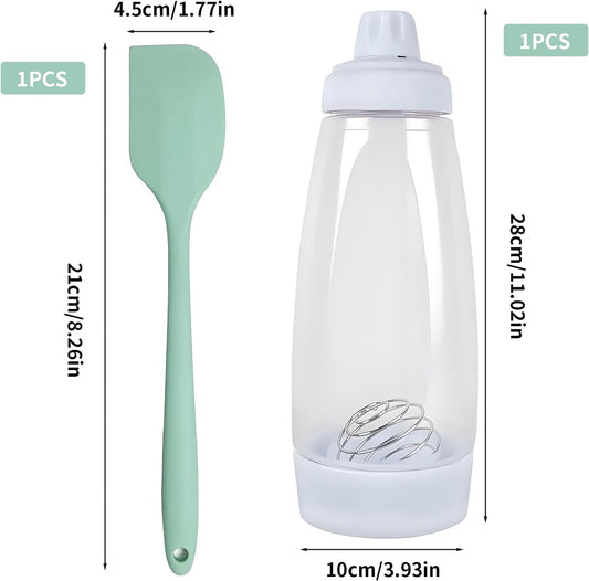 Pancake Squeeze Bottle,Pancake Batter Dispenser Bottle,With Whisk Ball And Stand Base,Squeeze Kitchen Pancake Shaker,For Cupcakes, Muffins,Crepes,Kitchen Baking Tool