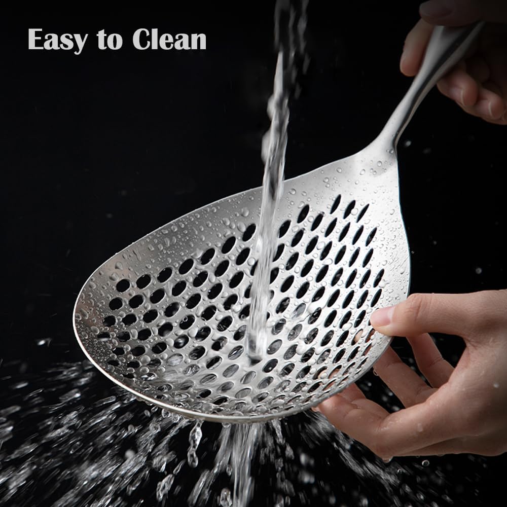 Extra Large Skimmer Slotted Spoon, 304 Stainless Steel Spider Strainer Spoon for Cooking and Frying, Pasta Strainer, Restaurant or Kitchen Tools