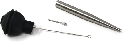 Norpro Deluxe Stainless Steel Baster with Injector and Cleaning Brush 11" x 2" x 2"