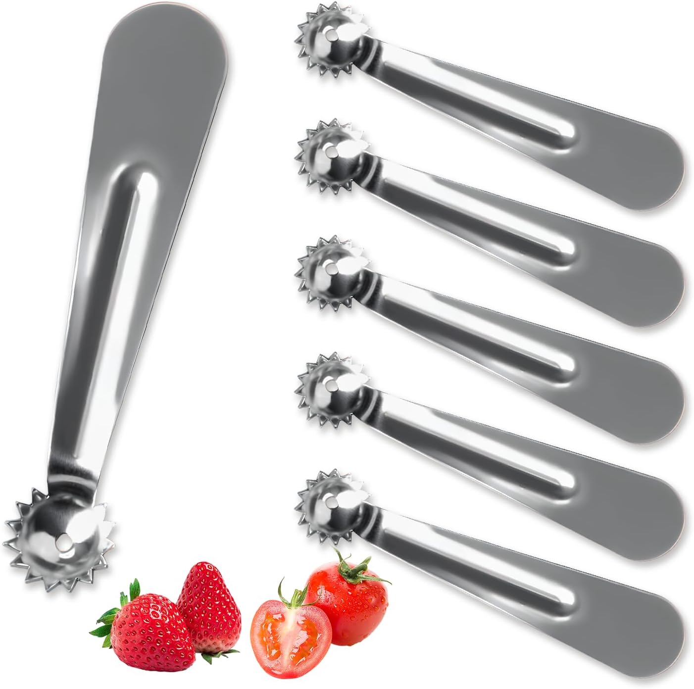 4 PCS Tomato Corer Strawberry Huller Tool,Strawberry Stem Remover,Stainless Steel Fruit Stem Remover for Tomato,Vegetable and Fruit Corers,Perfect for Kitchen