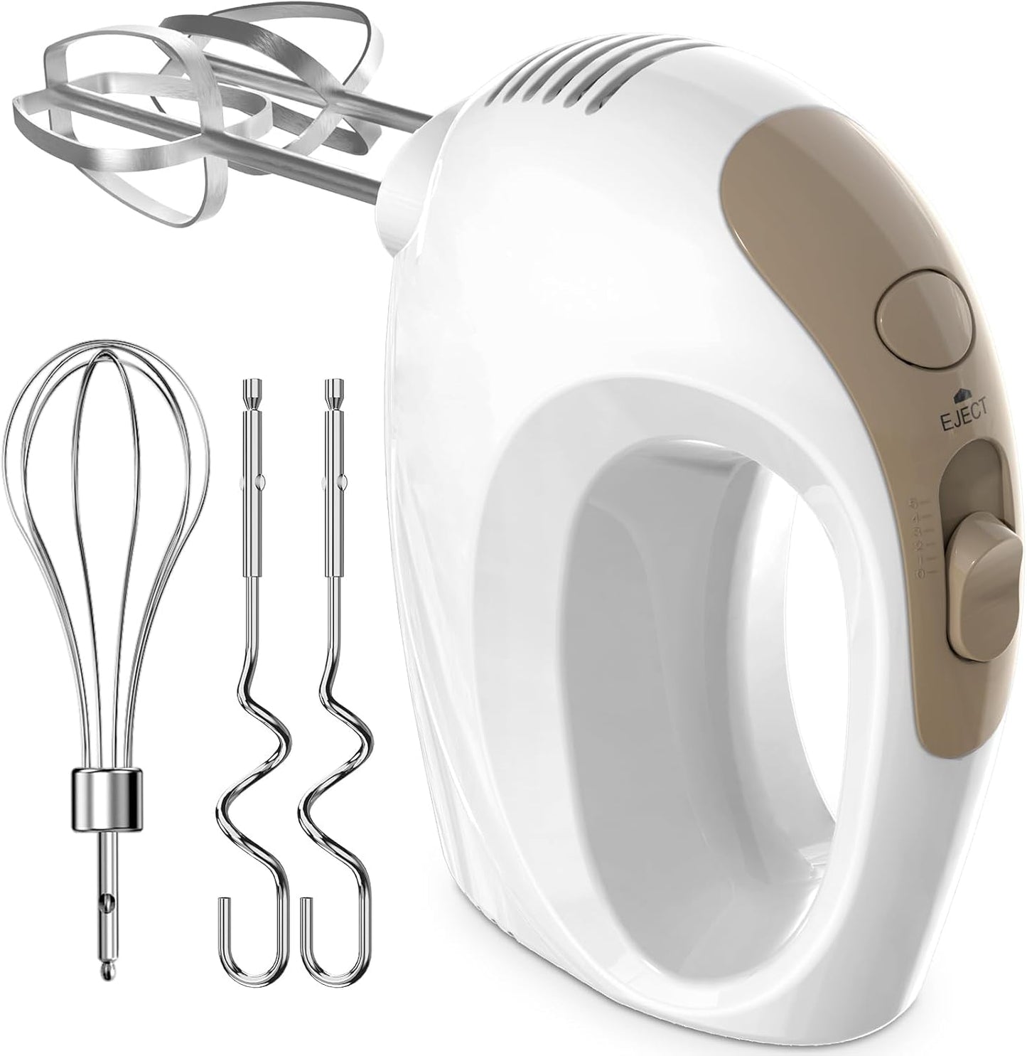 Hand Mixer, 5-Speed Electric Whisk with Turbo Boost Includes 5 Stainless Steel Attachments - Great Stand Mixer Alternative for Baking Cakes, Bread & More