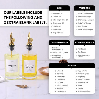 Molimoli - Premium Olive Oil Dispenser Bottles for Kitchen with Pourer - Oil and Vinegar Dispenser Set, Glass Dispenser for Kitchen, Dispenser Bottle of 350ml - Set of 2