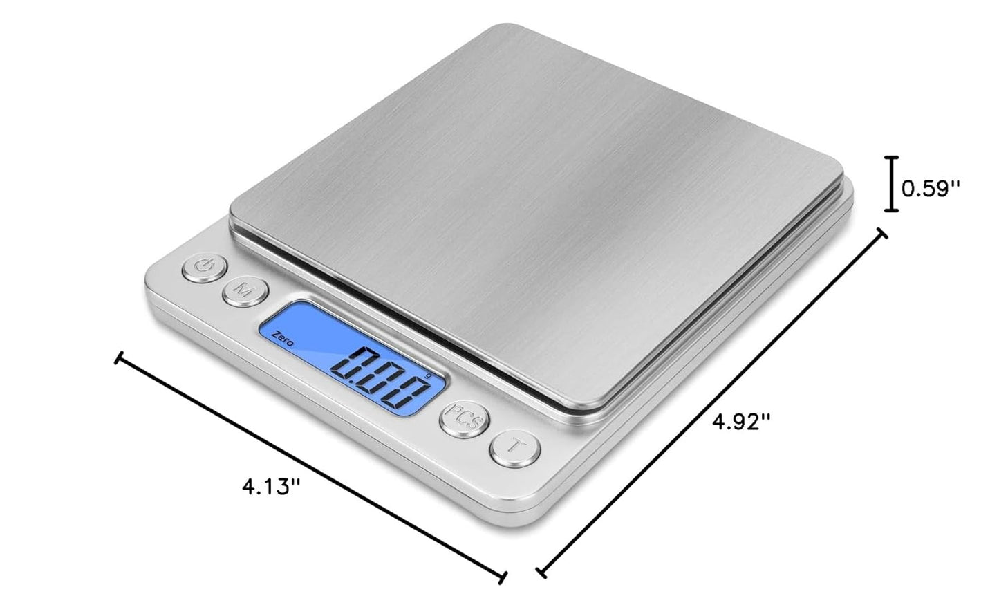 Gram Scale 500g x 0.01g Precision, Digital Mini Pocket Size Portable Scale with Two Trays Nine Units, LCD Display Stainless Steel Platform for Weighing Jewelry Cooking Baking