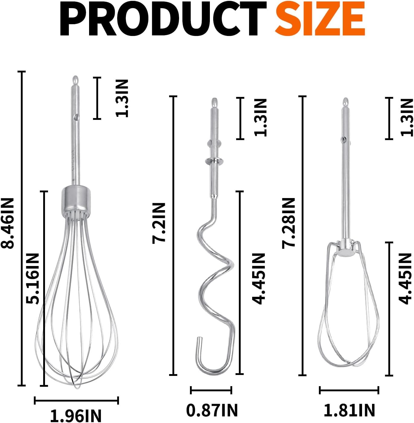 5 Pack Hand Mixer Replacement Beaters Compatible with BLACK and DECKER Electric Hand Held Mixer, Include 2 Mixer beaters, 2 Dough Hooks, 1 Whisk, Beaters Electric Mixer Parts Accessories