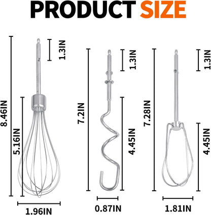 5 Pack Hand Mixer Replacement Beaters Compatible with BLACK and DECKER Electric Hand Held Mixer, Include 2 Mixer beaters, 2 Dough Hooks, 1 Whisk, Beaters Electric Mixer Parts Accessories