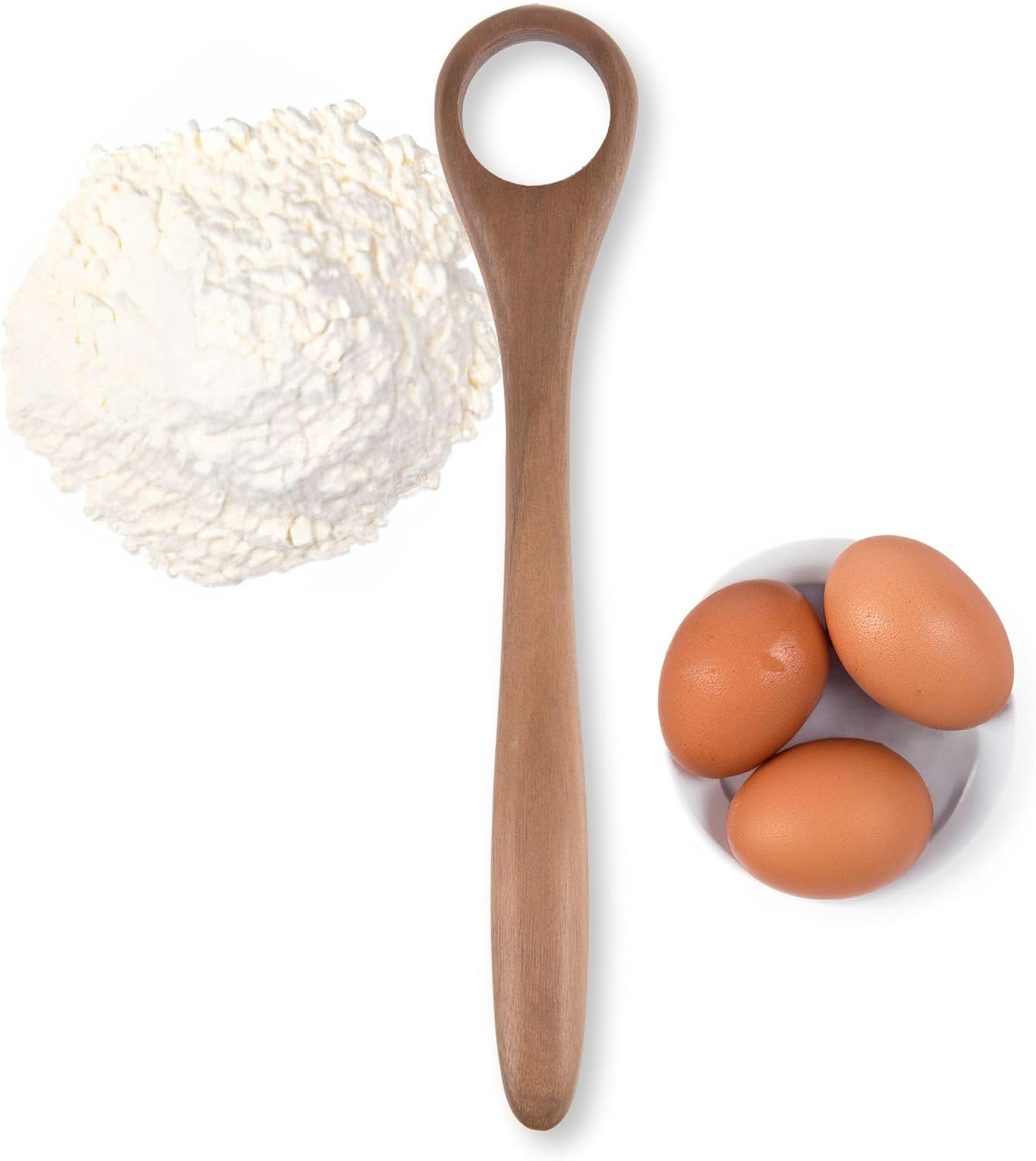 Salt & York Danish Dough Whisk, Acacia Wood Sourdough Bread Mixing Tool for Pizza Dough, Biscuits & Cake Batter, Kitchenware with Unique Wood Grain Hook, Ideal for Wedding & Housewarming Gift, 14.5 in