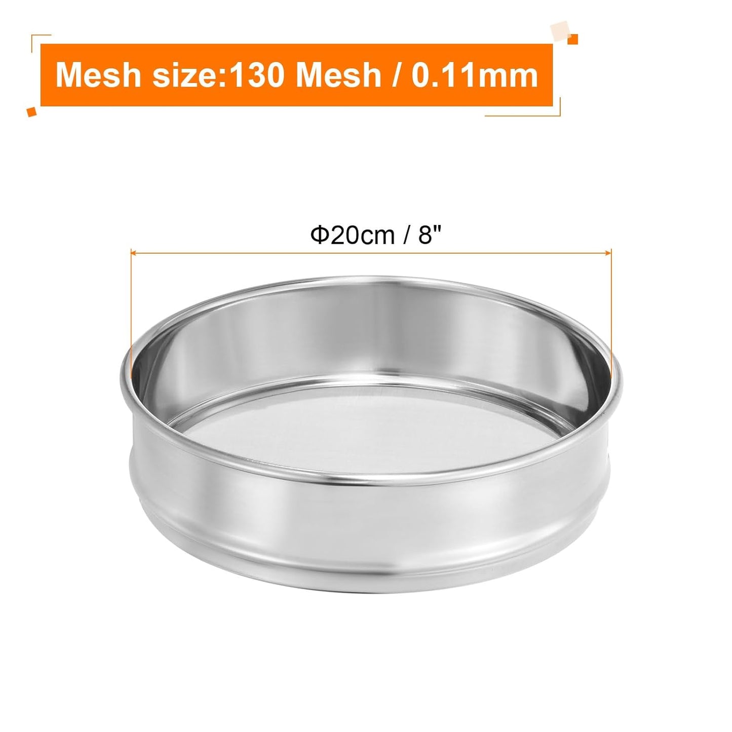 PATIKIL 10 Mesh Lab Sieve, 8" Diameter Test Sieve 304 Stainless Steel Wire Cloth (2mm) for Industrial Laboratory