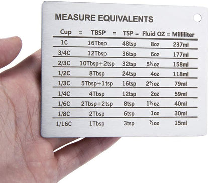 Measurement Conversion Chart with Strong Magnet Backing, KSENDALO Stainless Measurement Conversions For Cups, Tablespoons, Teaspoons, Fluid Oz and Milliliters,Silver