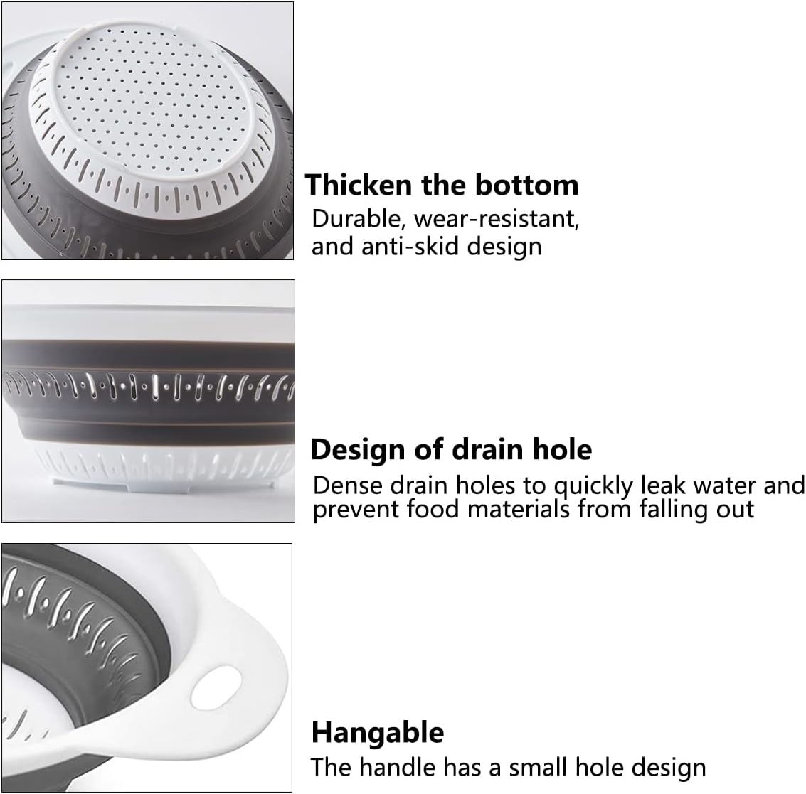 Collapsible Colander and Strainer,Silicone Strainer Colanders & Food Strainers,for Vegetable and Fruit, Kitchen Essentials (2, Blue, 1.3L+2.5L)