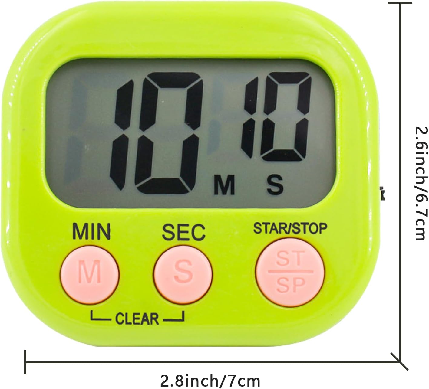 Small Digital Timer for Kitchen Cooking Baking Sports Office Meeting Multi-Function Count Up Countdown Magnetic Backing and ON/Off Switch Desk Electronic Timer (Black)