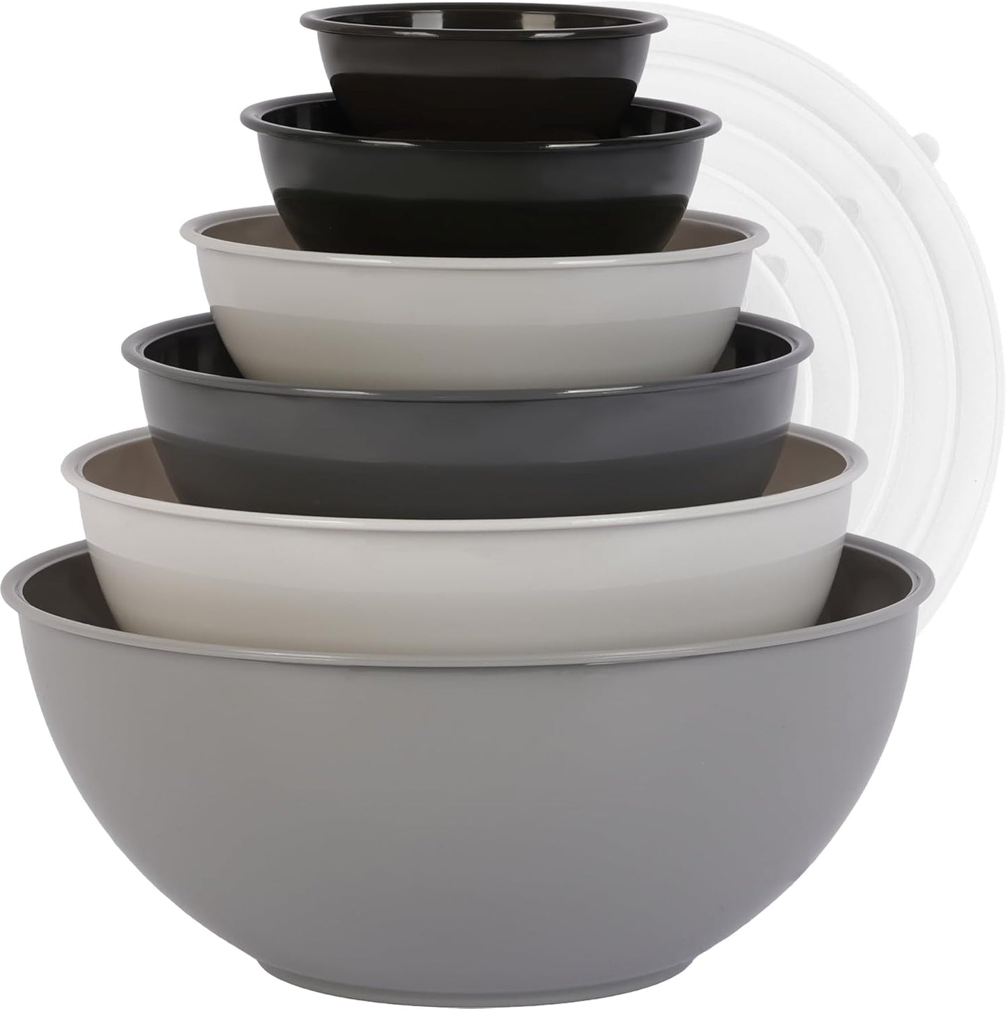 BoxedHome BPA Free Plastic Round Mixing Bowl with Lids, 12 Pack Nesting Bowls with Lids Set, Microwave and Dishwasher Safe Prep & Serving Bowls Great for Mixing, Baking, Serving (Pink, 12pcs)