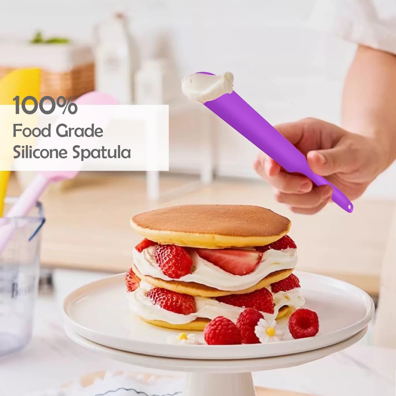 Silicone Jar Spatula, 3Pcs Spatulas Kitchen Set, Heat Resistant Jam Spreader for Baking Mixing Cake Cream Butter Scraper