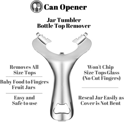 Mason Jar Opener No Lid Dents or Damage Multifunctional Jar Opener Easy Twist Manual Handheld Top Remover Bottle Opener Made For Lifetime